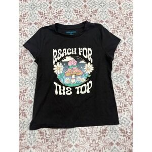 Thereabouts Girls XL 16 Reach For The Top Mushroom Snail Graphic Tee Black